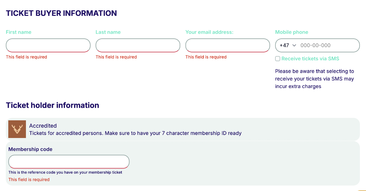 Kjøperinformasjon skjema